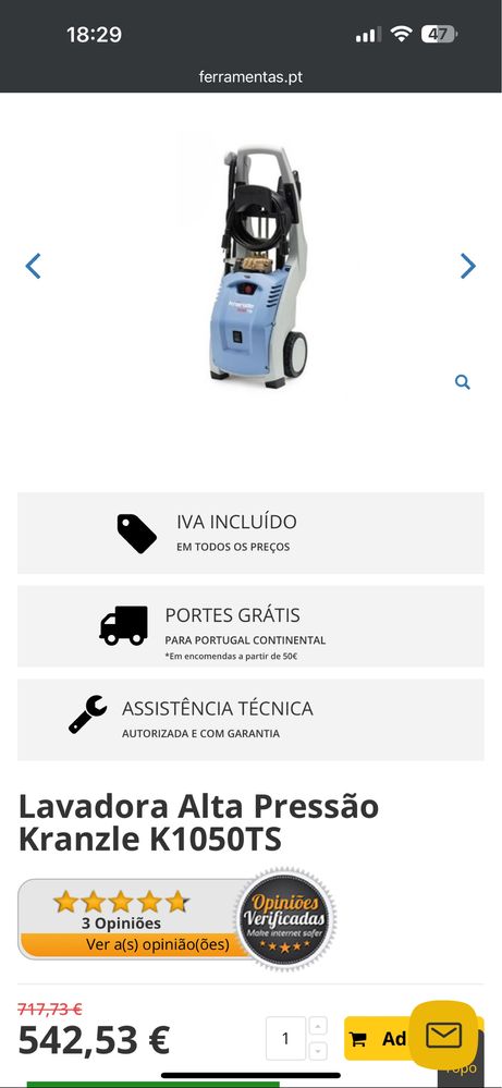 Lavadora de Alta Pressao Profissional Kranzle k1050TS