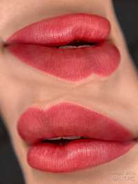 Модель Перманентный макияж губ и бровей(пудра/волоски)
