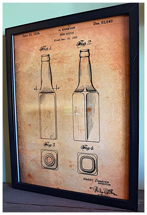 2 Quadros Vintage Patentes Cerveja