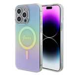 Etui Guess IML Iridescent MagSafe do iPhone 15 Pro Max - turkusowe