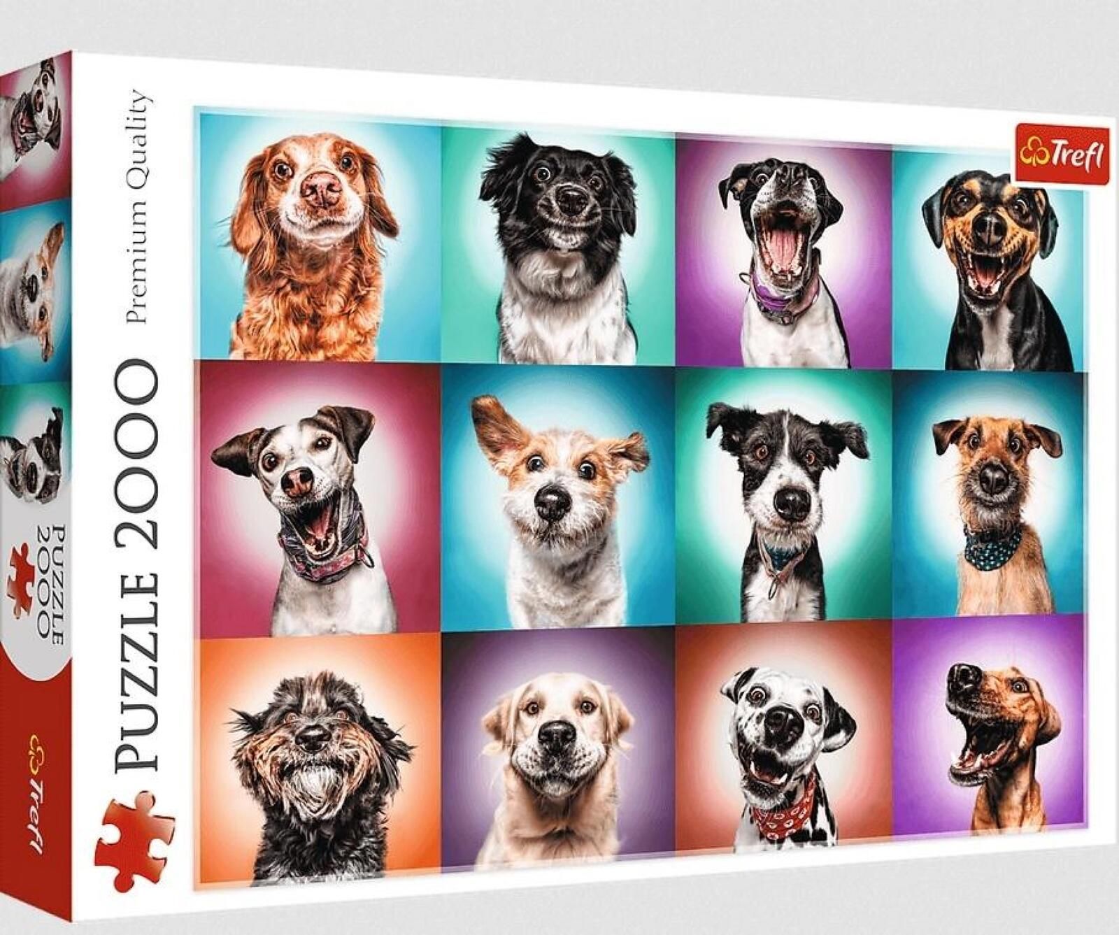 Puzzle 2000 Zabawne psie portrety II TREFL pudełko,
