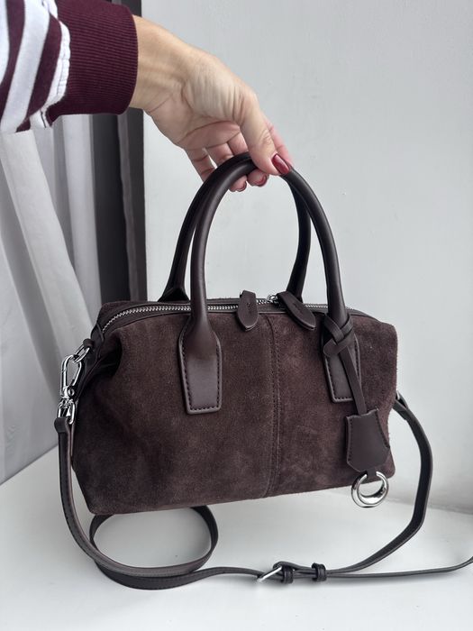 шоколадна сумка натуральна замша+шкіра