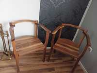 Stylowe nowe krzesła gabinetowe lite drewno orzech  fotel retro vintag