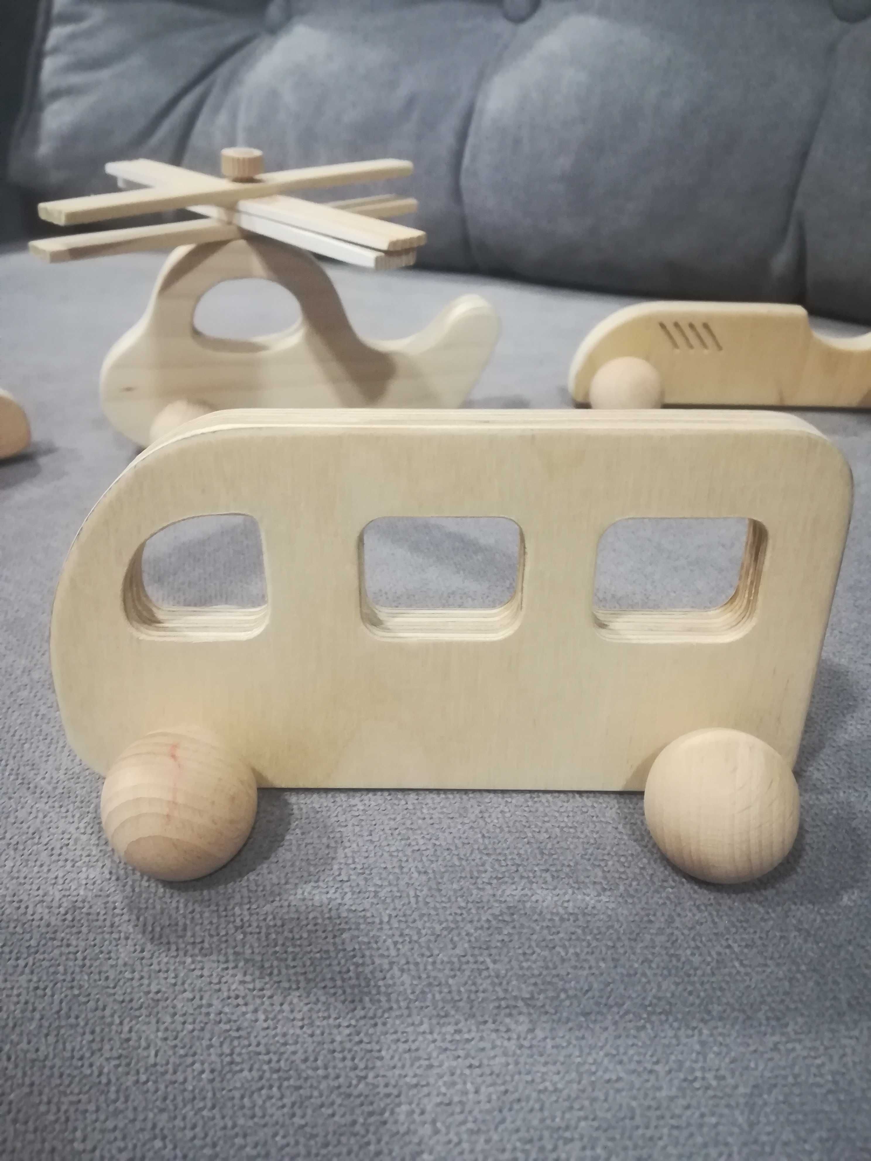 Drewniane auta zabawki Montessori