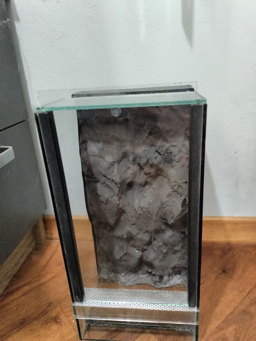 Terrarium pionowe 18x18x36 jak 20x20x40 ze ścianką tłem strukturalnym