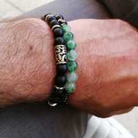 Pulseira Masculina com Pedras Turmalina