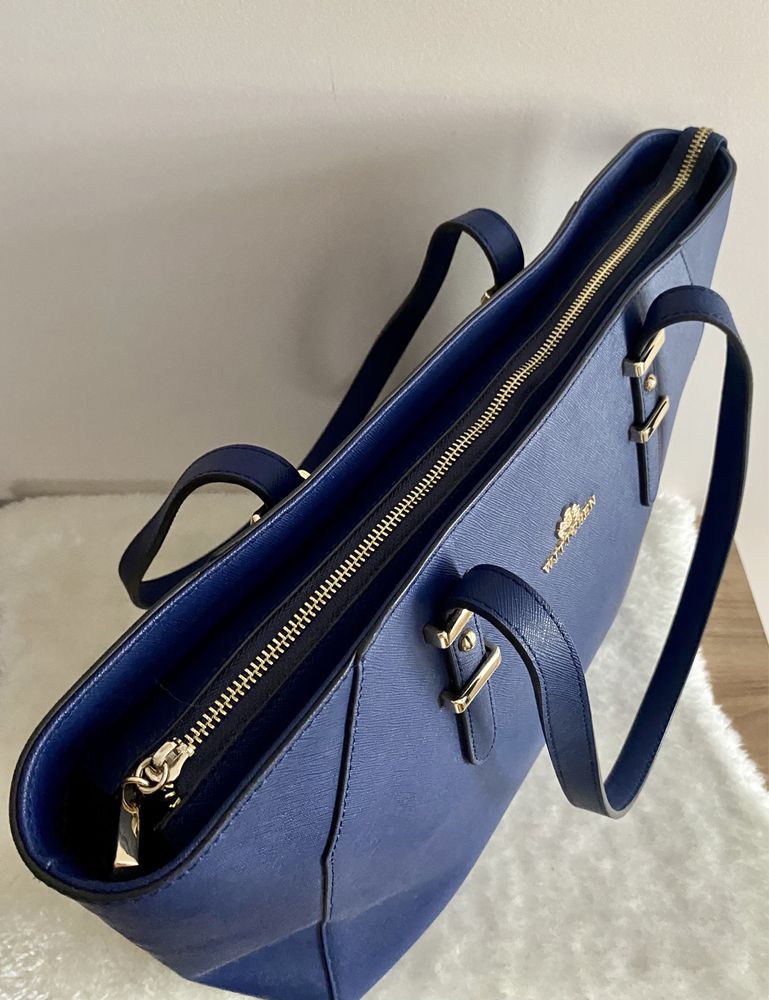 Wittchen skórzana torebka shopper - granatowa shopperka navy