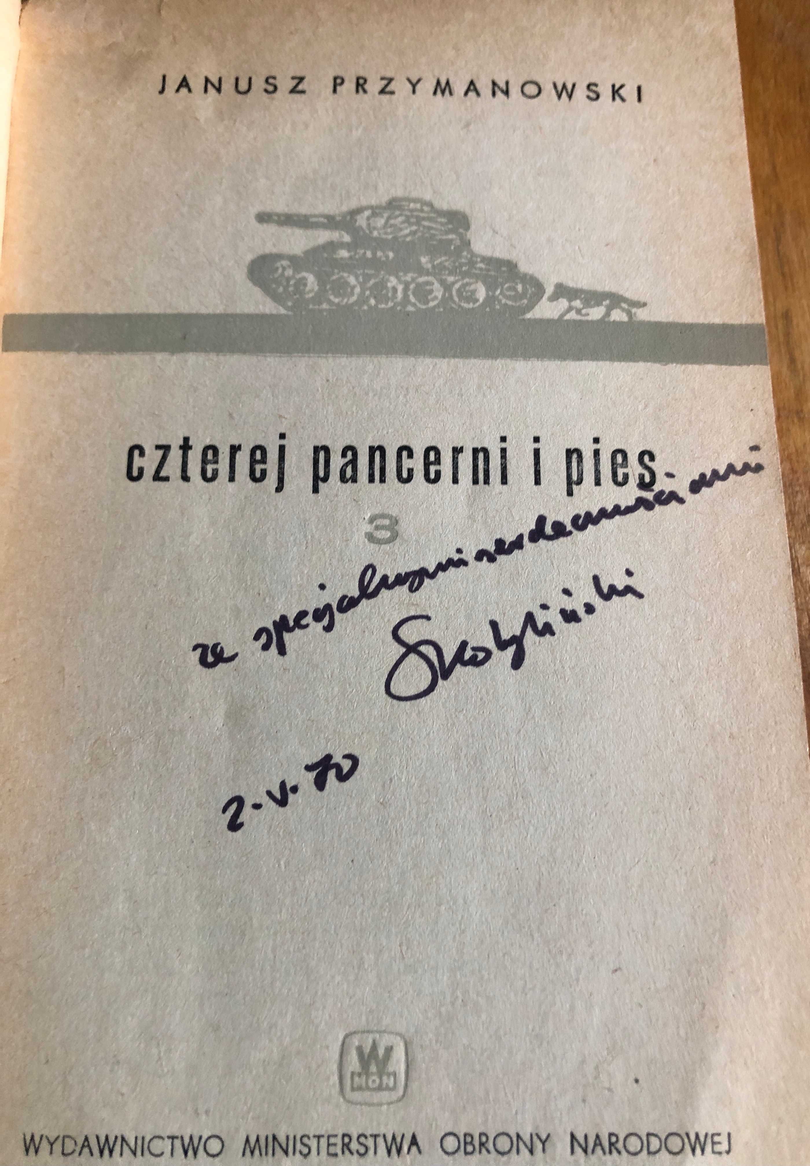 Książka czterej pancerni i pies z autografem Przymanowski i Kobyliński