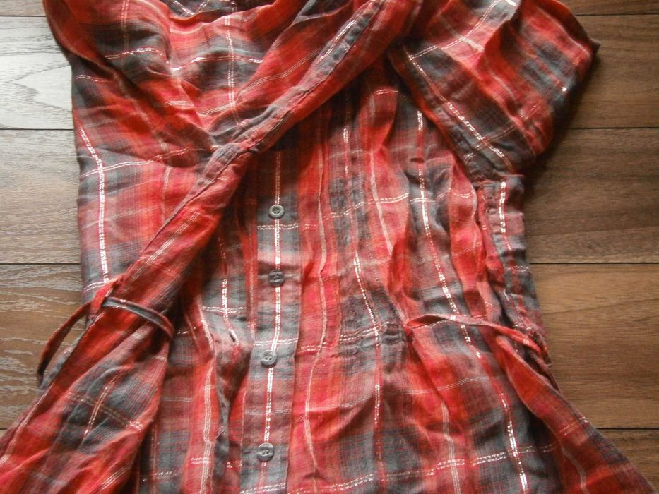 Długa koszula Amisu tunika czerwona w kratkę 40 L