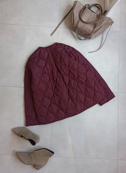 Zara kurtka pikowana XS 34 oversize bordowa wodoodporna