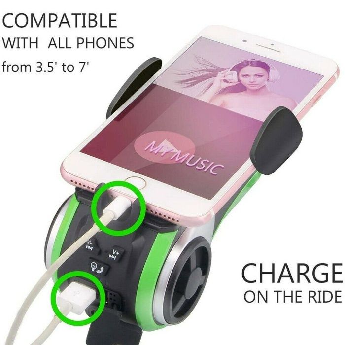 6 em 1 suporte telemovel bicicleta / moto Powerbank lanterna bluetooth