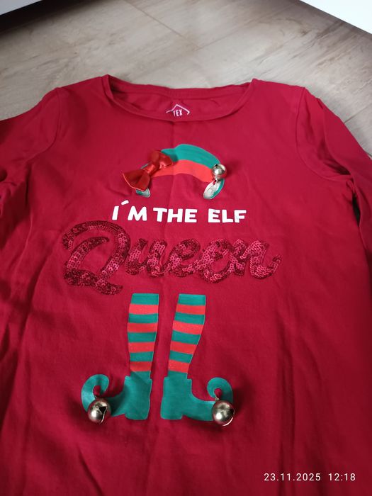 Koszulka świąteczna elf z dzwoneczkami 4-5lat