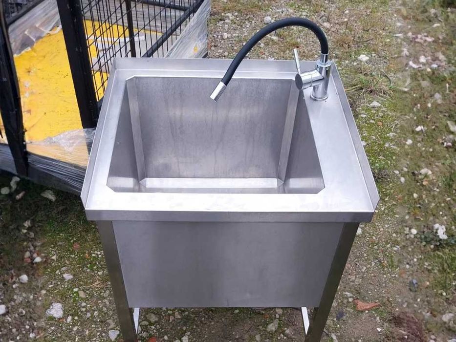 Basen gastronomiczny spawany z baterią | 70x64x85 cm