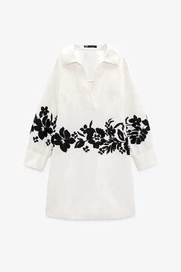LUX, ZARA ,Lniana sukienka w kwiaty, Len, M
