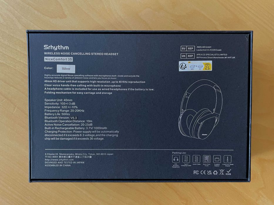 Słuchawki bezprzewodowe bluetooth Srhythm NC35 (ANC) - jak nowe