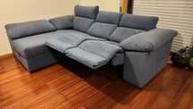 Sofá com Chaise Longue em Pele