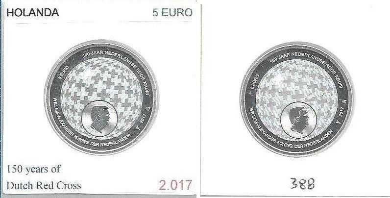 Holanda - - - 5 Euros - 2017 - - - Cruz Vermelha Holandesa - - - Moeda