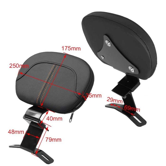 Encosto Condutor Harley Touring de 2009 a 2022 - Couro PU Preto