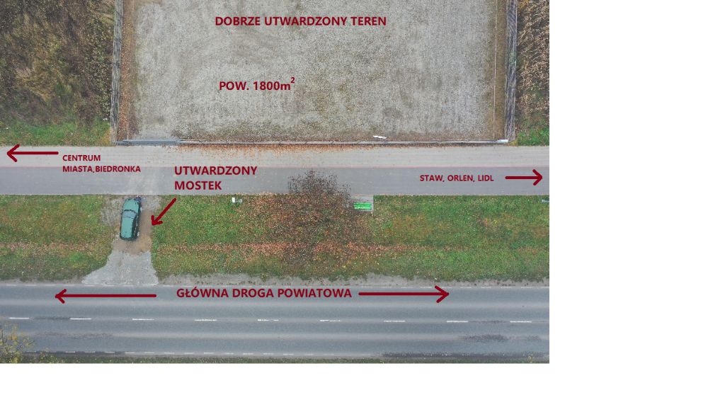 WYNAJMĘ plac usługowy pod KOMIS, AUTOLAWETĘ, SKLEP 1800m2 droga powiat