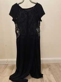 Dluga sukienka wieczorowa czarna z rozcieciem xl 42 baluoke