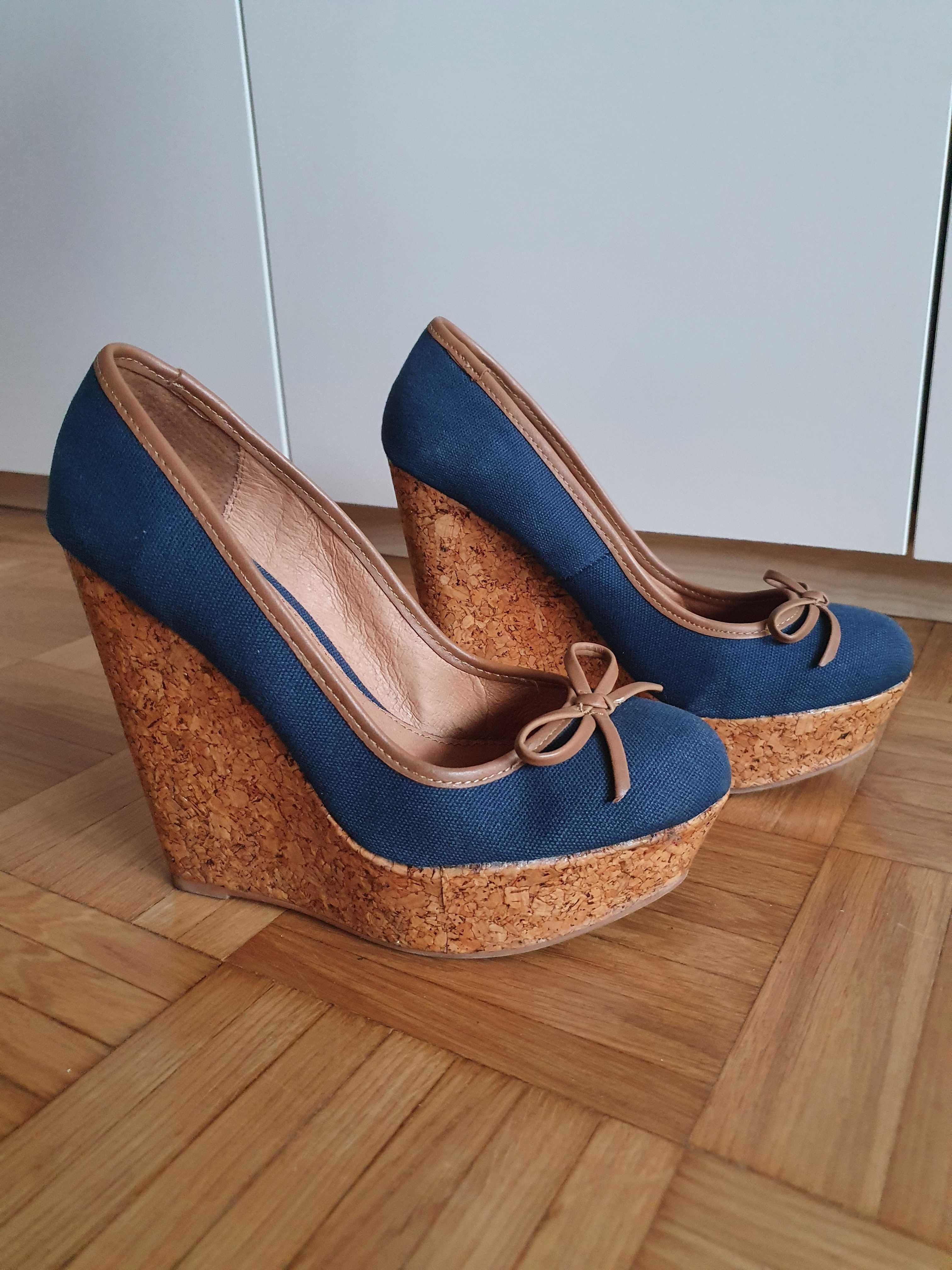 Buty BAGATT platformy płótno skóra korek r. 39 mniejsze