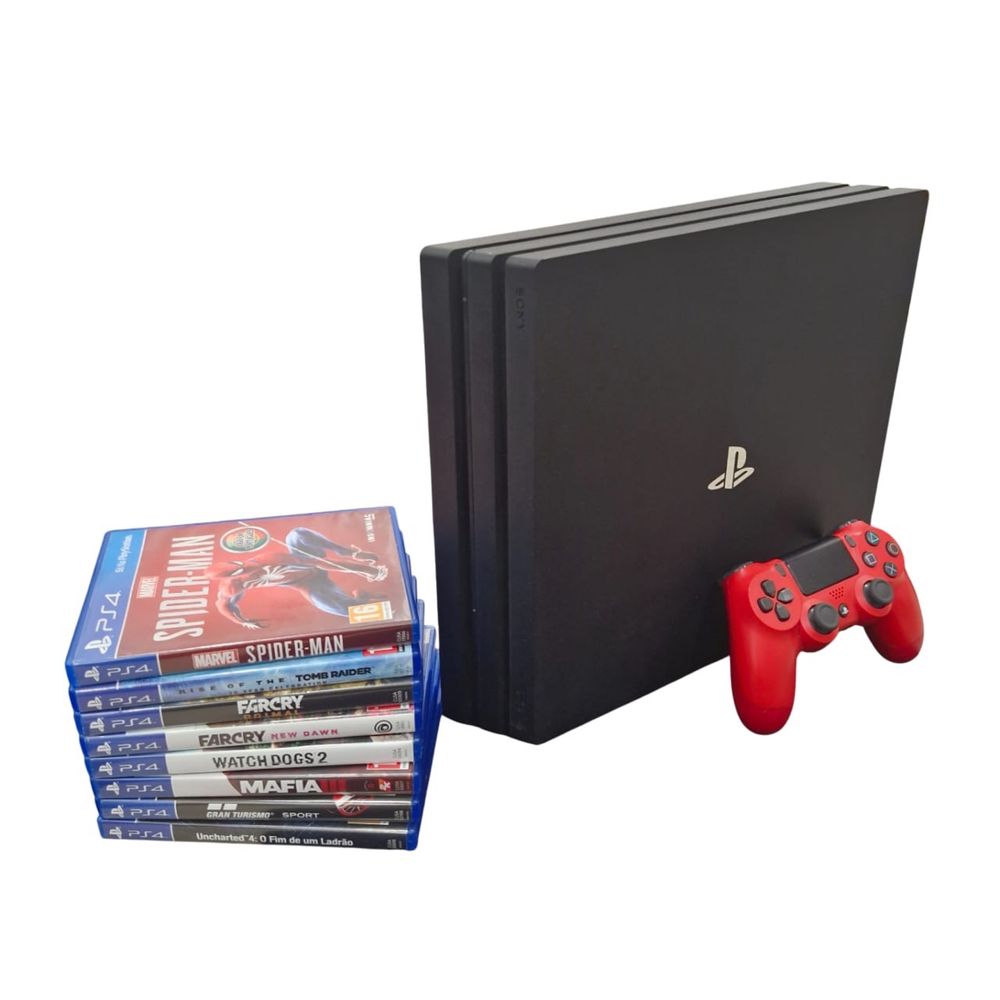 PlayStation 4 Pro 1Tb, 1 Comando, 8 Jogos