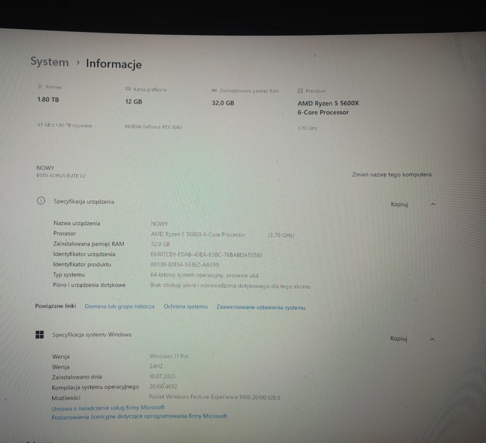 Komputer Gamingowy Ryzen 5 5600X / RTX 3060 / 32GB RAM + Monitor 165Hz