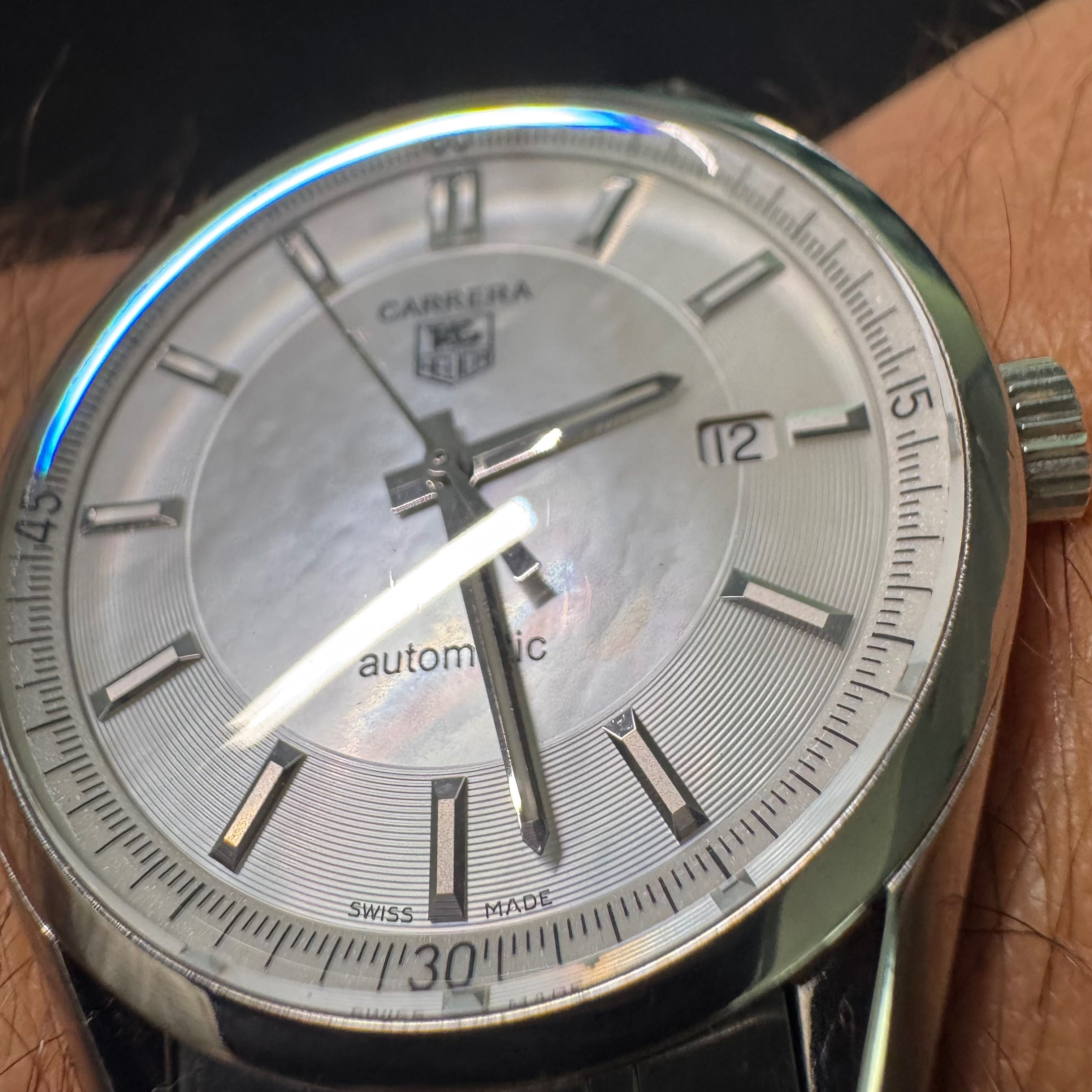 Rzadki TAG Heuer Carrera Calibre 5 WV211D full set masa perłowa