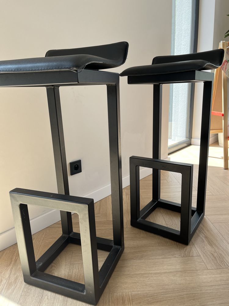Krzesła barowe 2 szt wys. 80 cm stalowe malowane proszkowo