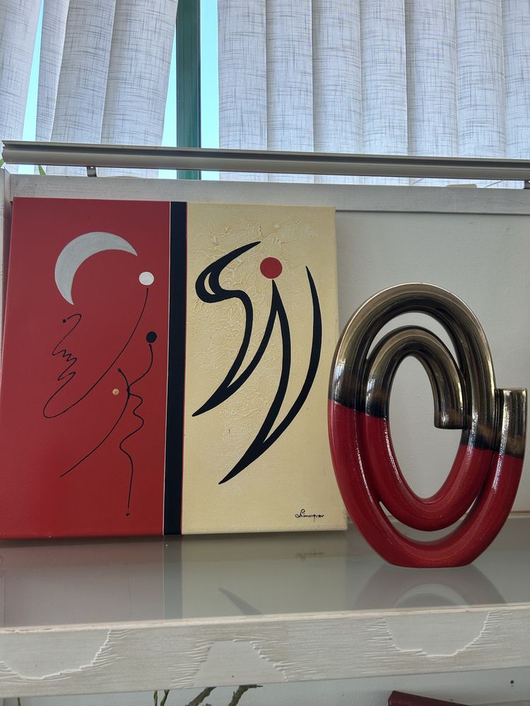 Conjunto de quadro e jarra