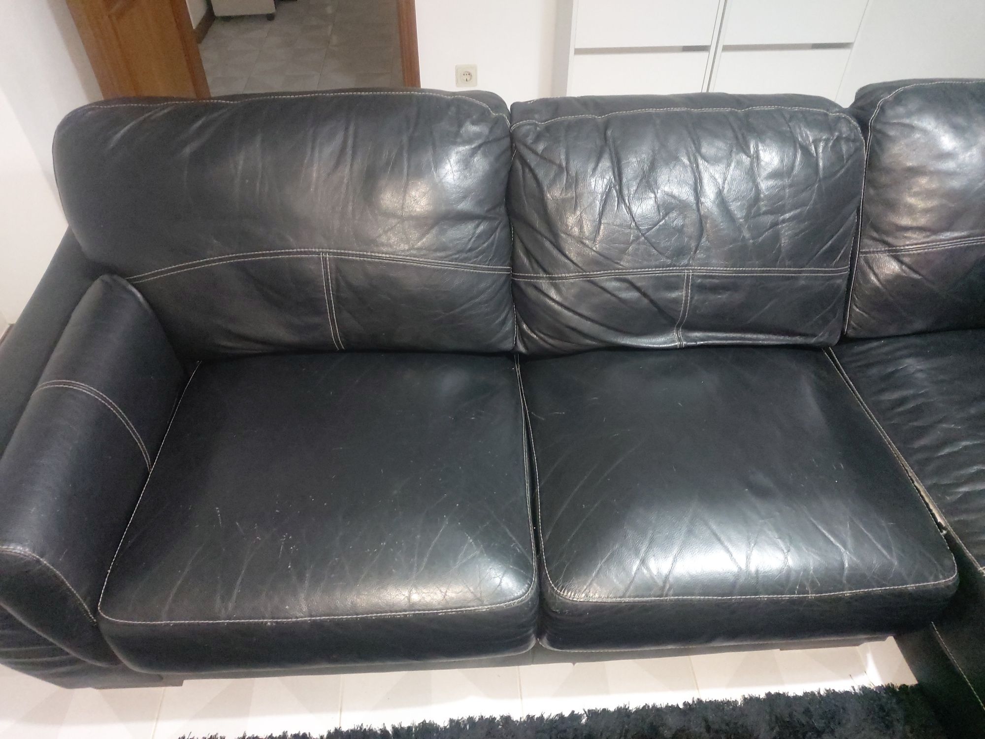 sofa em pele com chaise long
