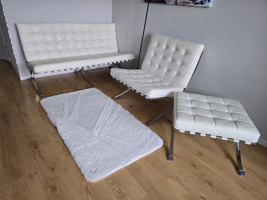 Sofa, fotel i podnóżek Barcelona skóra