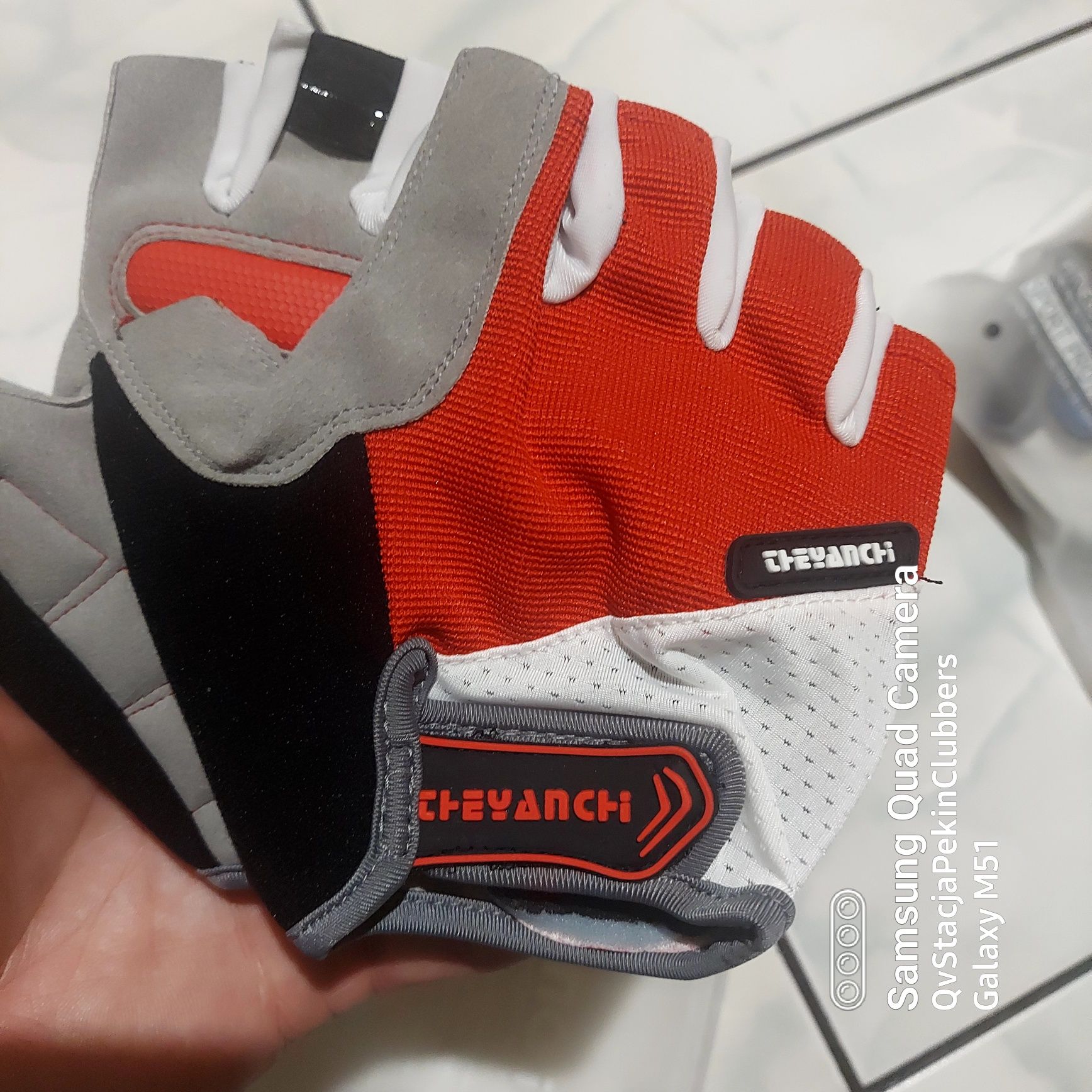 Rękawice Rowerowe Half Finger silikonowe Black-Red-Grey L