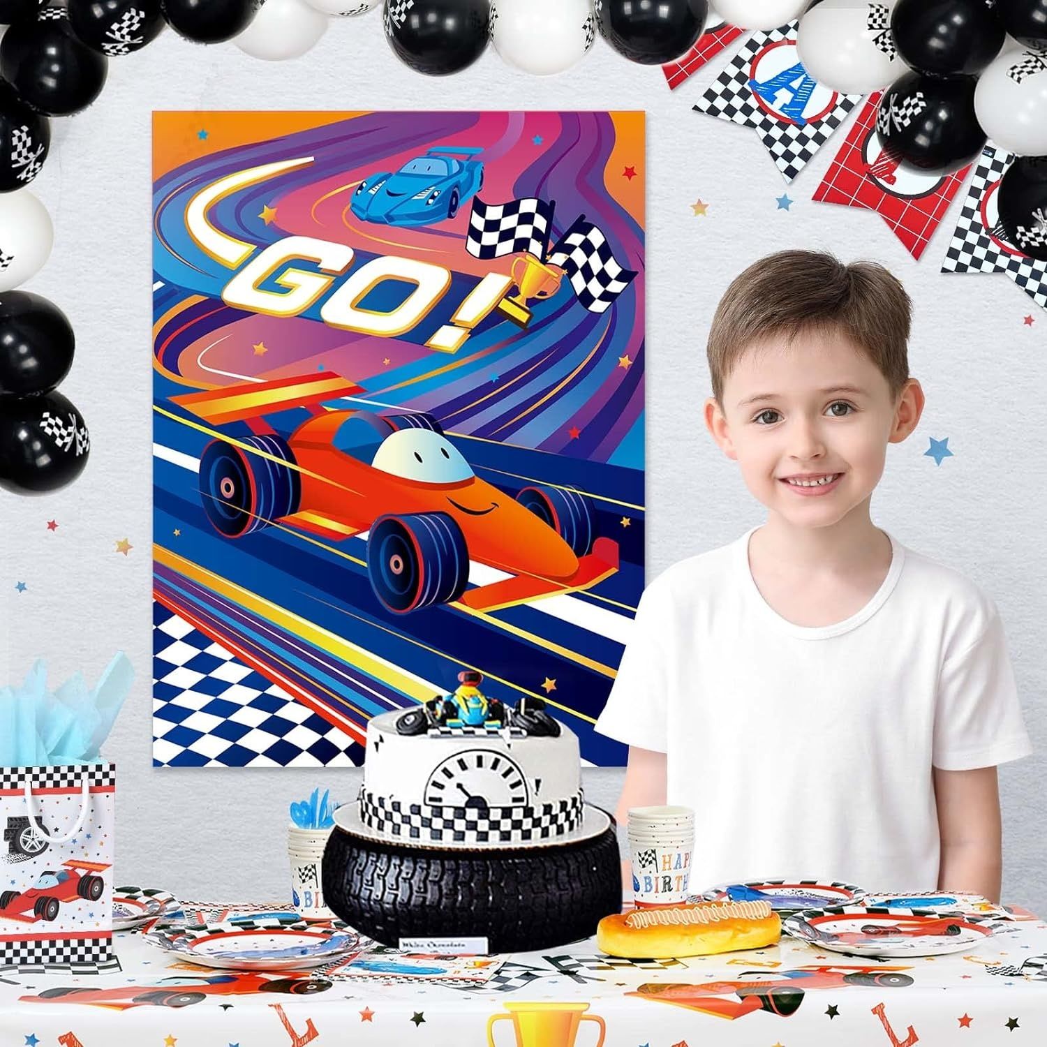 Gra urodzinowa dla dzieci samochód wyścigowy