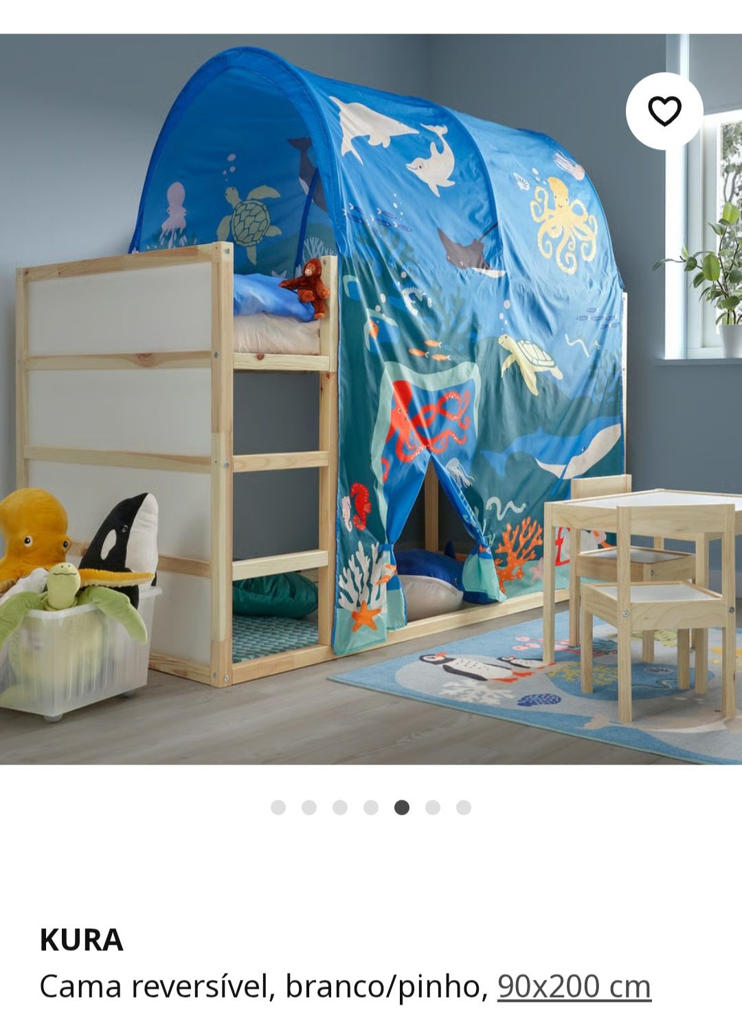 Cama kura reversível com colchão