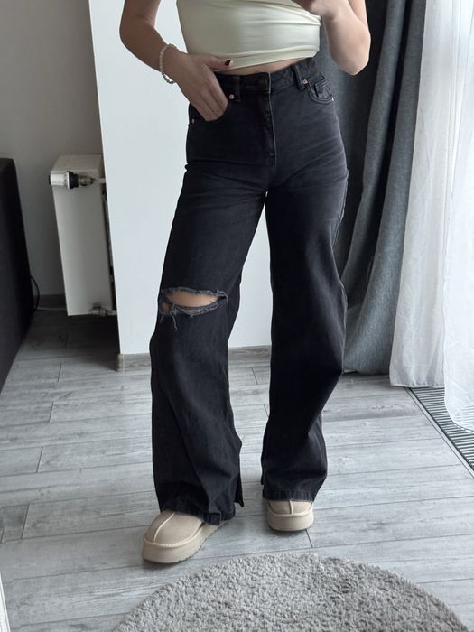 Чорні штани палаццо з розрізами внизу стан новий с