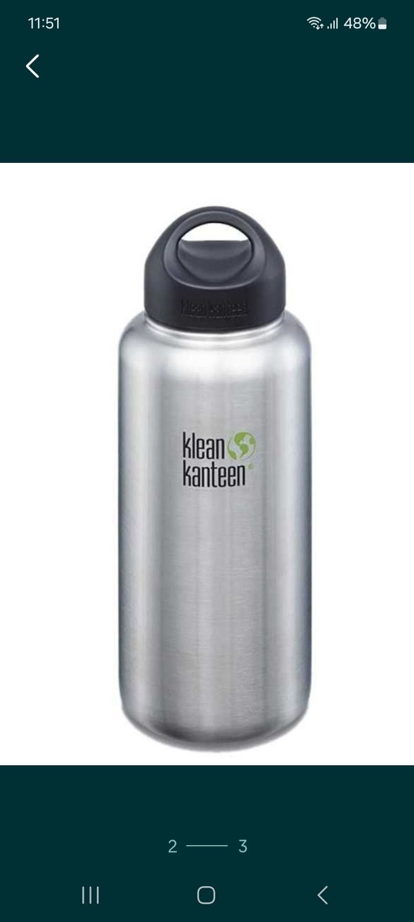Фляга Klean kanteen 1.2L Пляшка
для води з нержавкої США