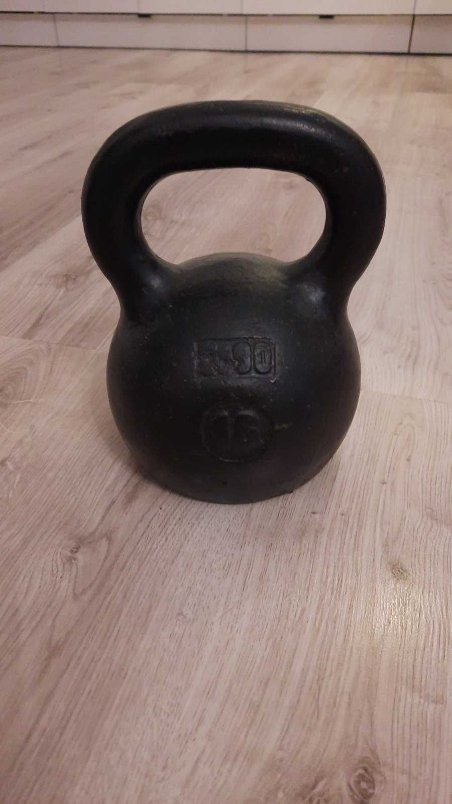 Kettlebell żeliwny 16 kg z czasów PRL