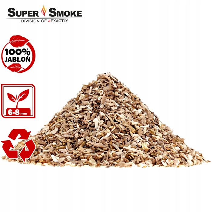 Zrębki Wędzarnicze Super Smoke JABŁOŃ KL-08 (6-8mm) Medium 65 Litrów