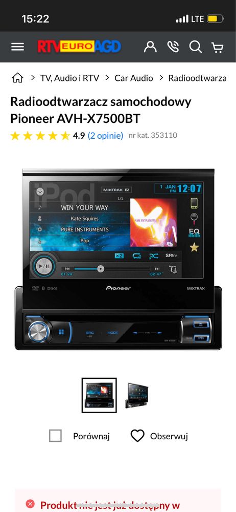 Radio Pioneer jak nowe idealne do t4