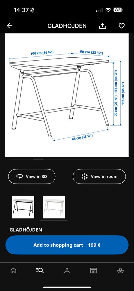 Office table Ikea Gladhojden sit and stand