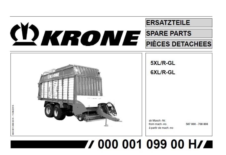 Katalog części Przyczepa KRONE 5XL/R-GL 6XL-R/GL