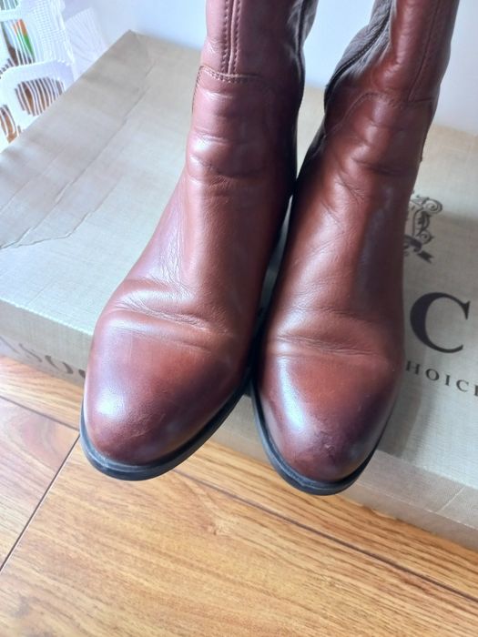 Lasocki skórzane oficerki 38 wysokie kozaki do kolan skóra naturalna