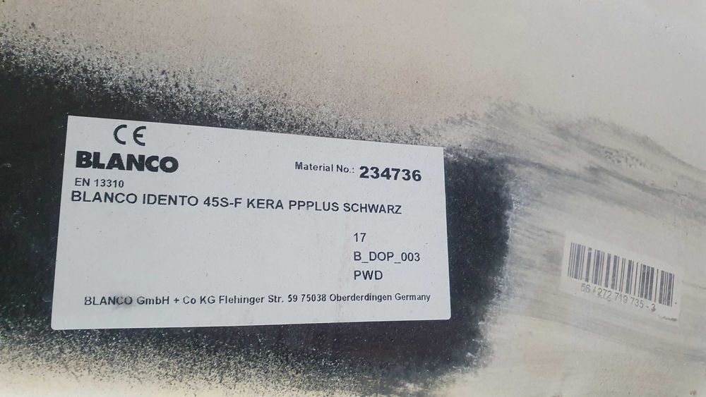 Zlewozmywak Blanco Idento 45S Czarny (Ceramiczny) (Na równi z blatem)