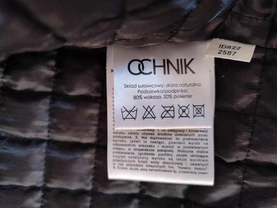 Czarna kurtka skórzana taliowana damska Ochnik r. S