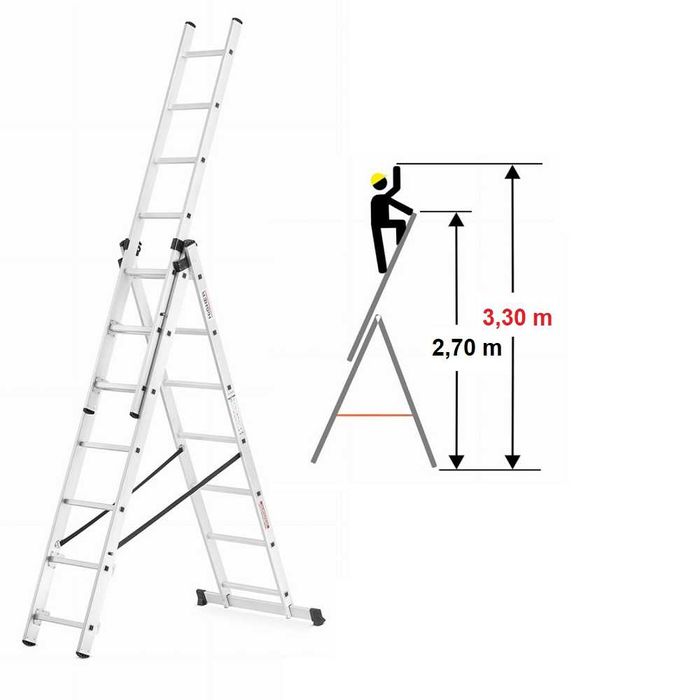Drabina 3x7 HEco PROFESSIONAL o zasięgu roboczym max. 4,46 m + PREZENT