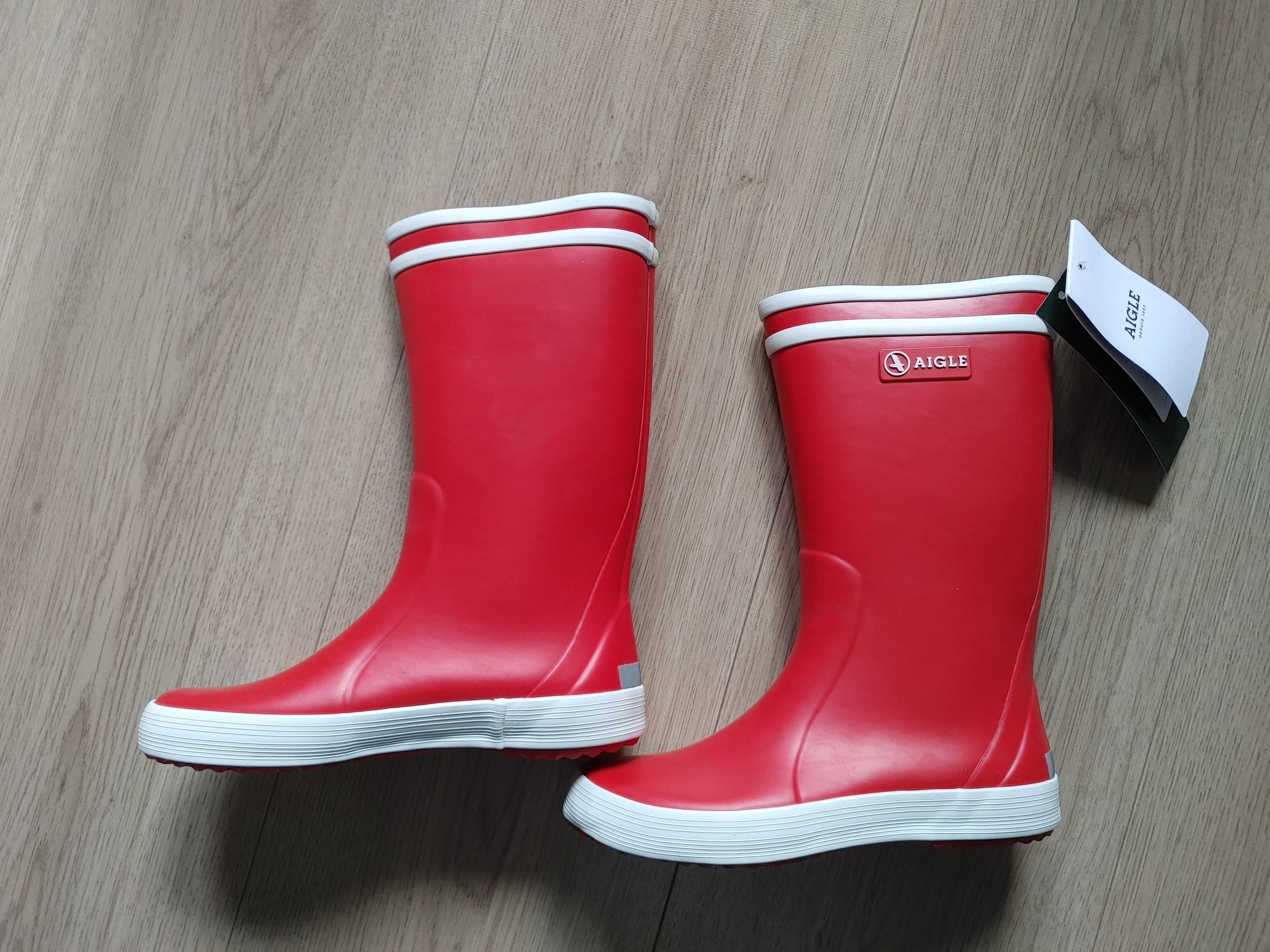 Aigle nowe czerwone kalosze gumowce 31