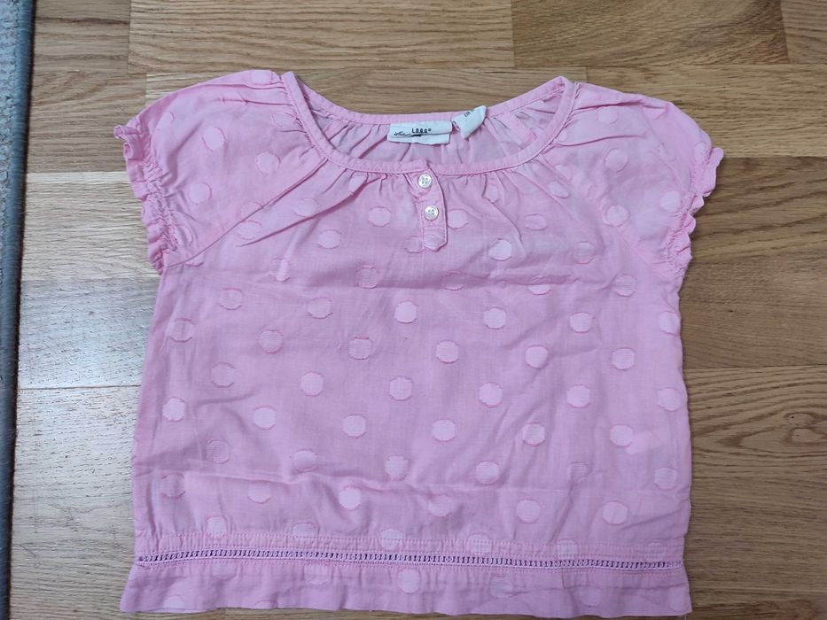 Różowa koszulka krótki rękaw w kropki H&M 92