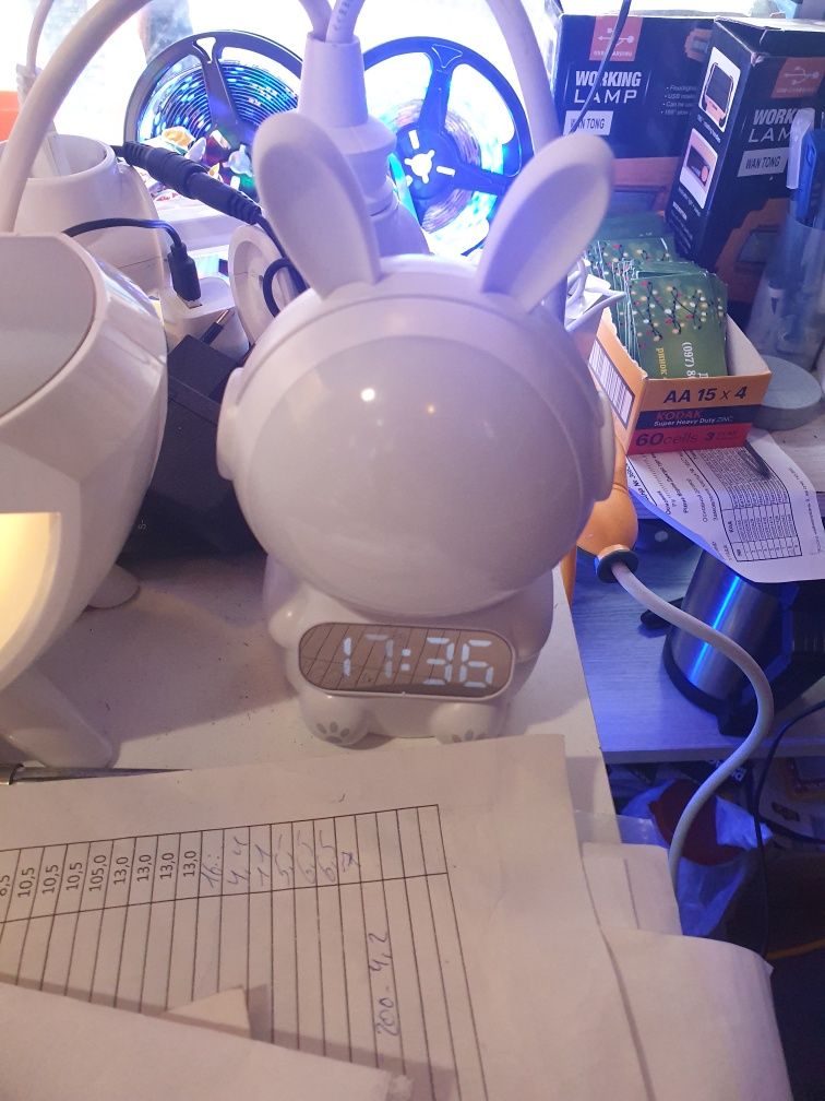 Нічник годинник будильник з таймером Кролик Rabbit clock для дітей на