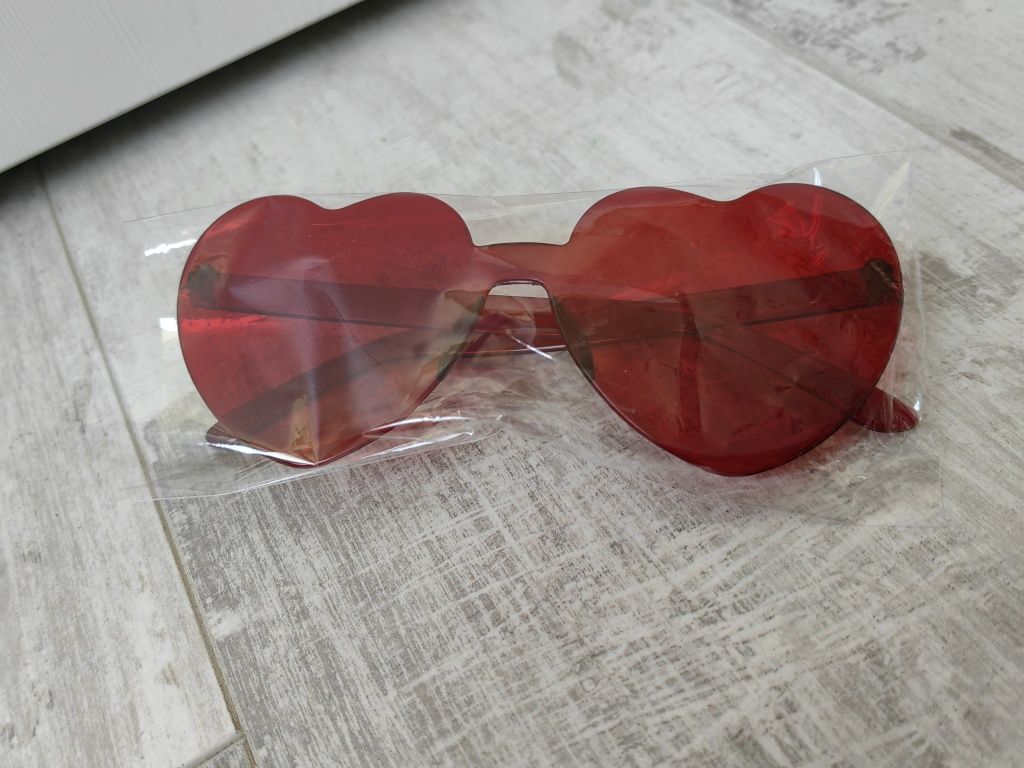 Nowe okulary serca serduszka czerwone na walentynki dla pary
